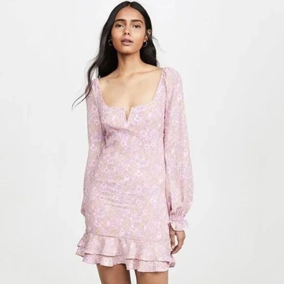 Likely Lyssa Ruffled Floral Print Mini Dress Pink Size 4 - Picture 1 of 8